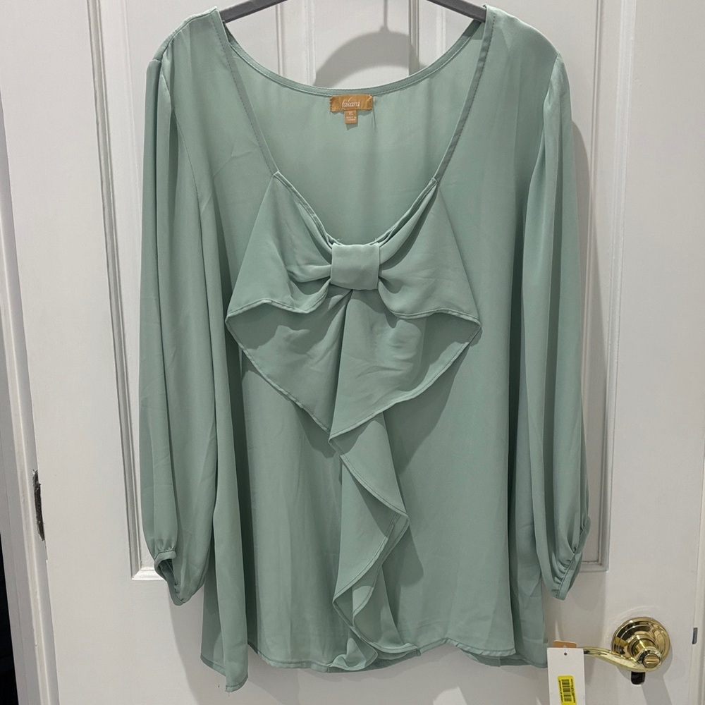 Takara Light Green Bow Detail Blouse